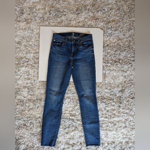 7 for all mankind frayed hem "the ankle skinny" jeans size 25
